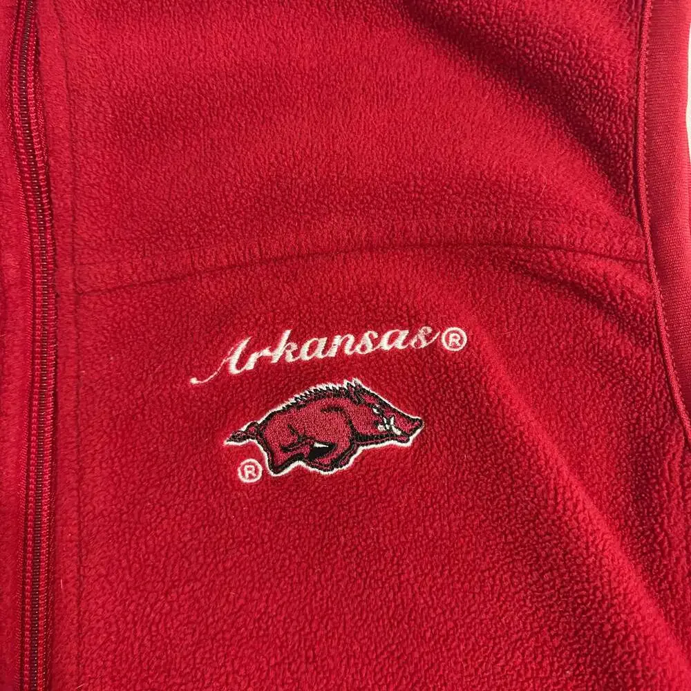 Arkansas Razorbacks Full-Zip Fleece Vest Red - Picture 2 of 6
